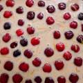 001588 Prparation pour un clafoutis aux cerises (France). Le clafoutis est un gteau compos de cerises noyes dans de la pte  crpes, c'est un dessert originaire du Limousin.